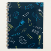 BBQアイコンパターングリル工具ミートフード プランナー手帳 (正面)