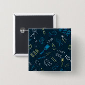 BBQアイコンパターングリル工具ミートフード 缶バッジ (正面&裏面)