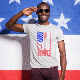 BBQアメリカ国旗の色あせ Tシャツ