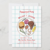 BBQアメリカ婚約パーティカップルのシャワー 招待状 (正面)