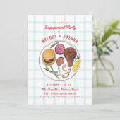 BBQアメリカ婚約パーティカップルのシャワー 招待状 (スタンド正面)