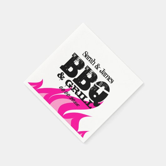 BBQウェディングパーソナライズされたパーティー用ピンクのナプキン スタンダードカクテルナプキン (角)