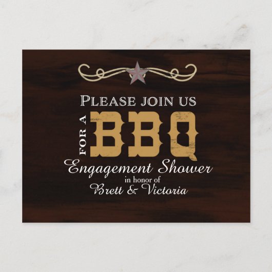 BBQウエスタンカントリー婚約エレガントはがき インビテーションポストカード (正面)
