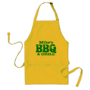 BBQエパーソナライズされたプロンの名男性へ称 黄緑 スタンダードエプロン