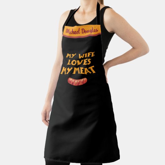 BBQエプロン妻は私の肉エプロンを愛しおもしろいている エプロン (インサイチュ)