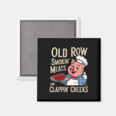 Bbqオールドロー喫煙肉とクラッピンチーク マグネット (正面/裏面)