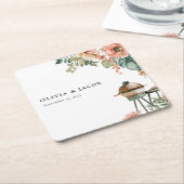 BBQカップル祝のシャワーで行こう スクエアペーパーコースター (アングル)