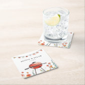 BBQカップル祝のシャワーで行こう スクエアペーパーコースター (インサイチュ)