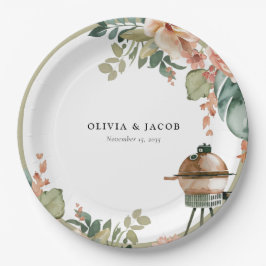 BBQカップル祝のシャワーで行こう ペーパープレート