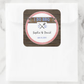 BBQカップル素朴のシャワーを行う木製ギンガム スクエアシール (バッグ)