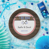 BBQカップル素朴のシャワーを行う木製ギンガム ペーパープレート (パーティー)