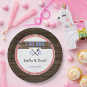 BBQカップル素朴のシャワーを行う木製ギンガム ペーパープレート (パーティー)