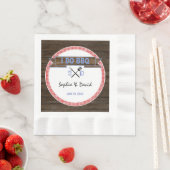 BBQカップル素朴のシャワーを行う木製ギンガム 縁ありランチョンナプキン (インサイチュ)