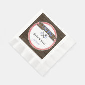 BBQカップル素朴のシャワーを行う木製ギンガム 縁ありランチョンナプキン (角)