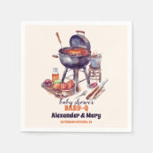 BBQカップル素朴ベビーシャワーBabyQ スタンダードカクテルナプキン (正面)