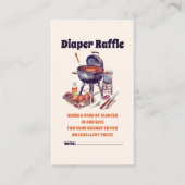 BBQカップル赤ちゃんシャワー赤ちゃんQおむつラッフル エンクロージャーカード (正面)