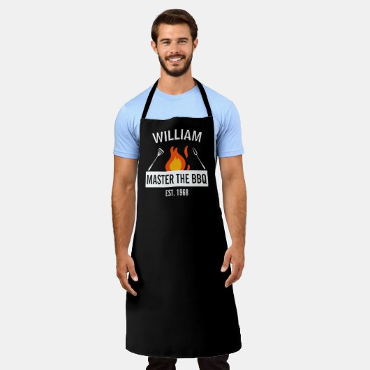 BBQキッおもしろいチパーソナライズされたン エプロン (着用した状態)