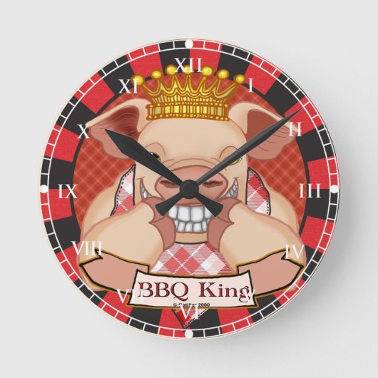 BBQキングの豚時計 ラウンド壁時計 (正面)
