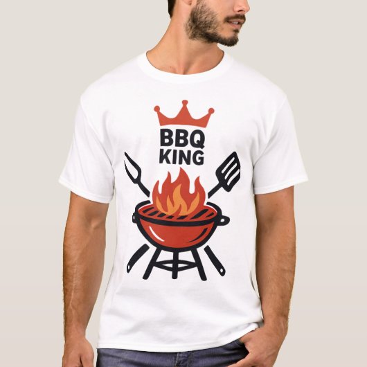 BBQキングクラウンとグリルマスターロゴ Tシャツ (正面)