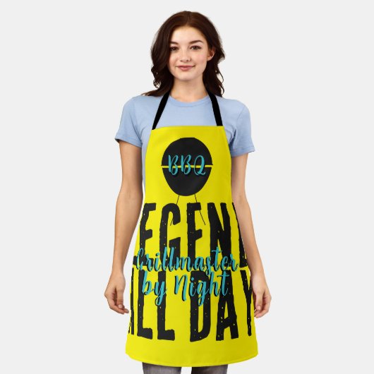 BBQキングデザイン | グリルマスターギフト | おもしろい引用文 エプロン (着用した状態)