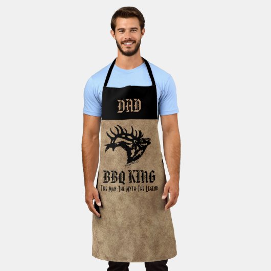 BBQキングブルエルクエプロン エプロン (着用した状態)