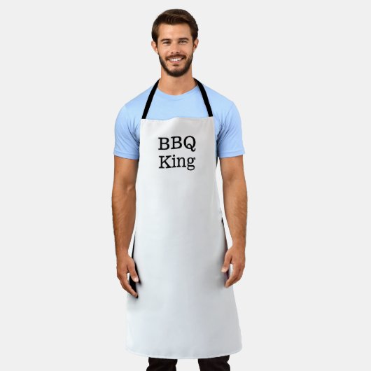 BBQキング白黒無地のグモダンエレガントリング エプロン (着用した状態)