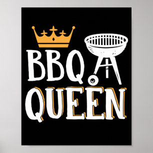BBQクイーン・スモーカーがバーベキュー肉焼きをグリル ポスター