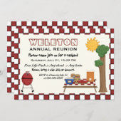 BBQクックアウトピクニックファミリー市松模様に懇親会縁ど 招待状 (正面/裏面)