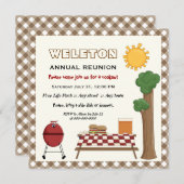 BBQクックアウトファミリー懇親会、ブラウンジンガム縁ど 招待状 (正面/裏面)