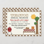 BBQクックアウトファミリー懇親会、ブラウンジンガム縁ど 招待状 (正面/裏面)