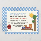 BBQクックアウトファミリー懇親会、ブルージンガム縁ど 招待状 (正面/裏面)