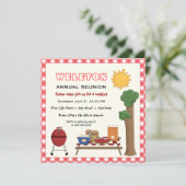 BBQクックアウトファミリー懇親会、赤いジンガム縁ど 招待状 (スタンド正面)