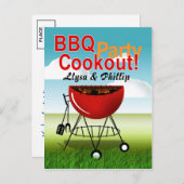 BBQクックアウト – 婚約パーティはがき インビテーションポストカード (正面/裏面)