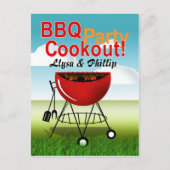 BBQクックアウト – 婚約パーティはがき インビテーションポストカード (正面)