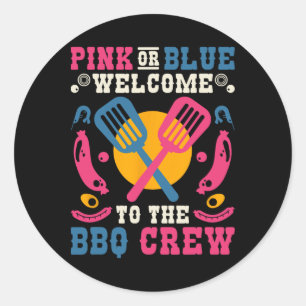 Bbqクルーへようこそピンクかブルー ラウンドシール