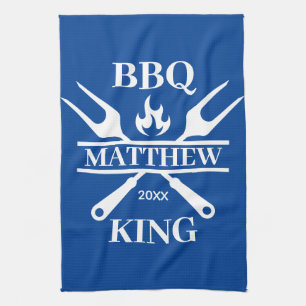 BBQグおもしろいリルマスターパーソナライズされたバーベキューキング キッチンタオル