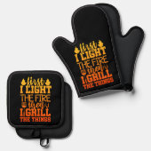 BBQグおもしろいリル引用文 鍋つかみ&鍋敷きセット (正面/裏面)