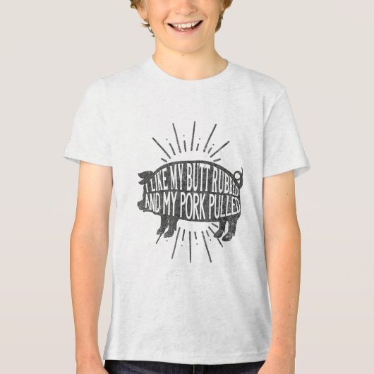 Bbqグラフィックおもしろいー私は私のお尻をこすった私と私のPorが好き トライブレンドＴシャツ (正面)