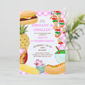 BBQグリリンとチリンの女の子の誕生日パーティー 招待状 (スタンド正面)