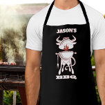 BBQグリルブラック エプロン<br><div class="desc">黒パーソナライズされたいエプロンはBBQグリルで、ステアの角と脚を付けている。父の日や彼の誕生日のための完璧な贈り物。</div>