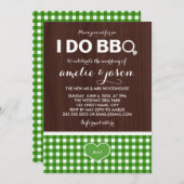 BBQグ素朴リーンギンガムポストウエディングパーティーをする 招待状 (正面/裏面)