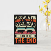 Bbqサマーグリリンカウピグチキングラフィック男性へス カード (黄色い花)