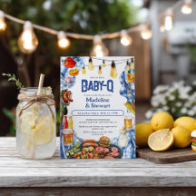 BBQサマー素朴ブループレイドベビー-Qシャワー