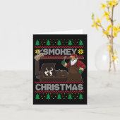 Bbqサンタ焼きローストオンスモーカー醜いSmokey Chr カード (黄色い花)