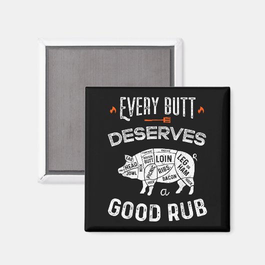 Bbqシェフおもしろいすべてのお尻は良い擦り棒に値する マグネット (正面/裏面)