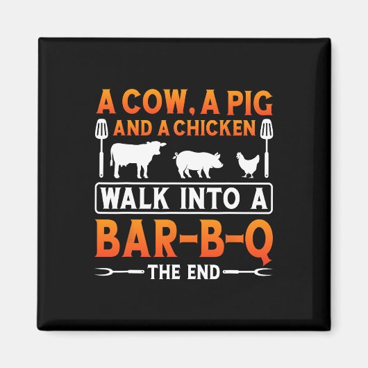 BbqシャツA牛 マグネット (正面)