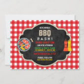 BBQシャルボードレッド市松模様にバラップ国かわいい 招待状 (正面)