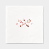 BBQシャワーを行うグリリングのツールとイニシャル 箔ナプキン (正面)