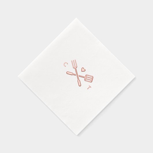 BBQシャワーを行うグリリングのツールとイニシャル 箔ナプキン (右)