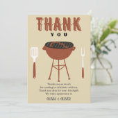 BBQジェンダーのリビール、ベビー-Qベビーシャワー サンキューカード (スタンド正面)